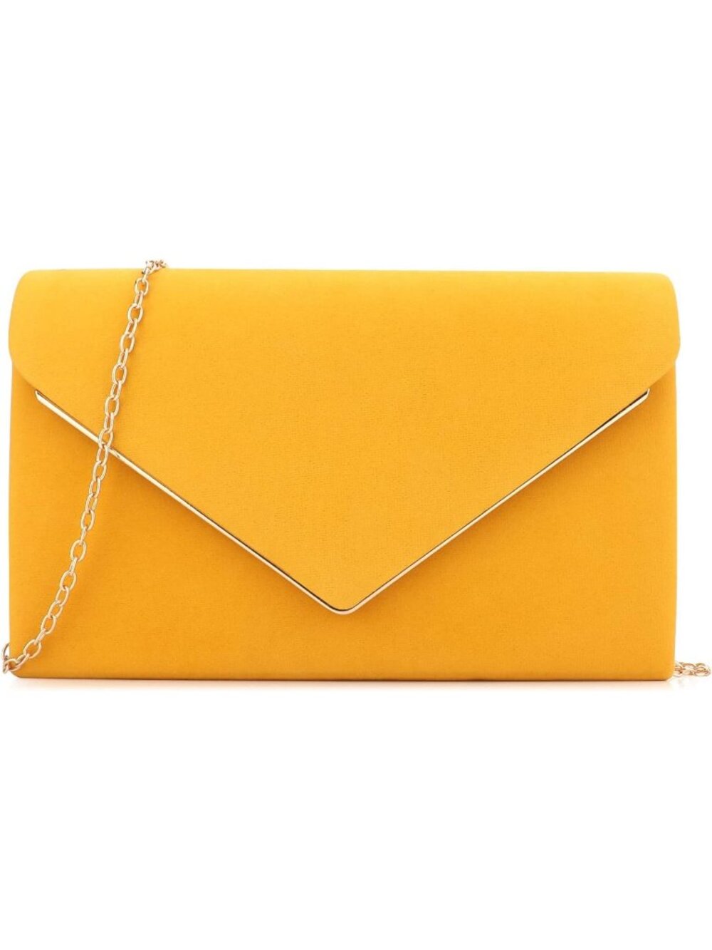 Women's Yellow Faux Suede Clutch Purse Evening Wedding Prom Crossbody Bag